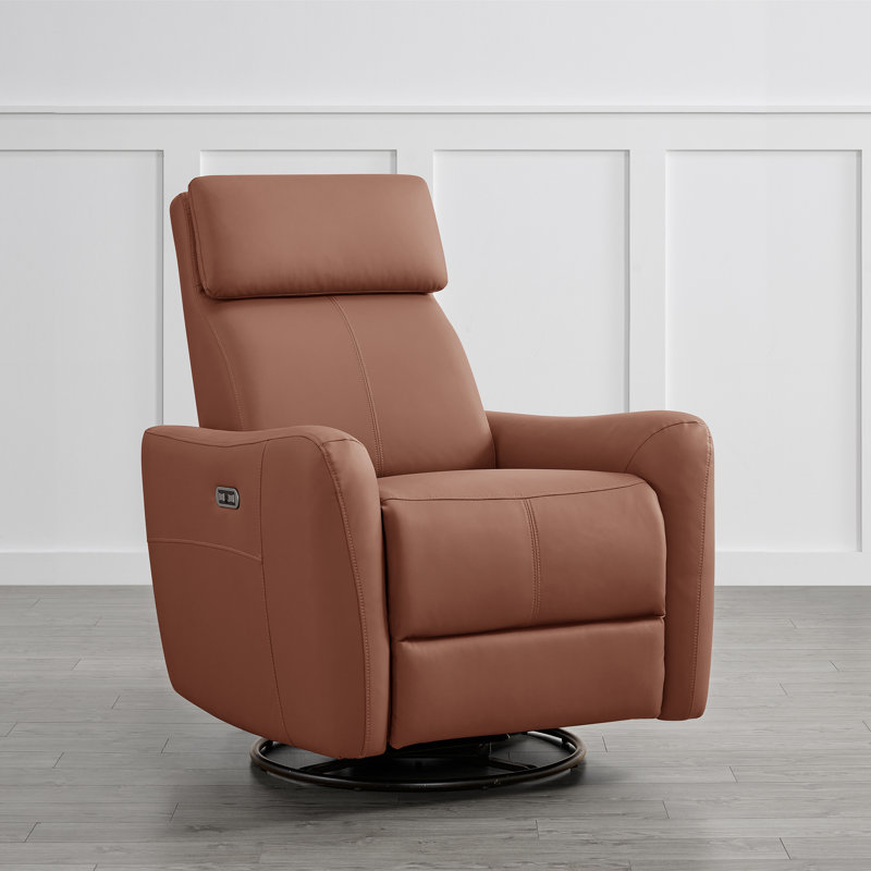 Dorae Pet Friendly Swivel Power Glider Recliner Beige Faux Leather